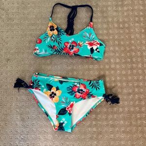 Teal Floral Bikini Set